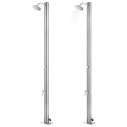 Doccia da Giardino con Base Marrone 220 cm in Acciaio Inox