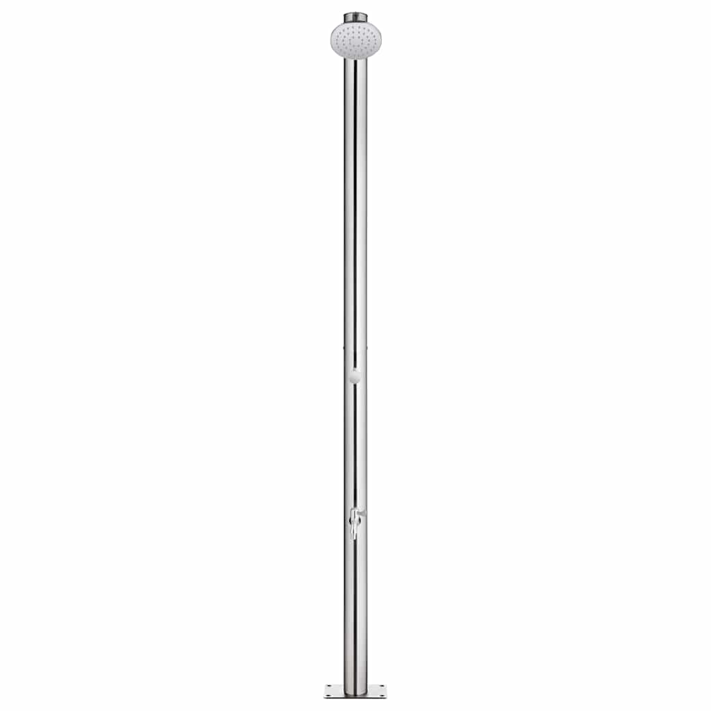 Doccia da Giardino con Base Grigia 220 cm in Acciaio Inox