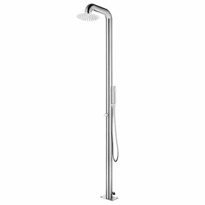 Doccia da Giardino con Base Grigia 230 cm in Acciaio Inox