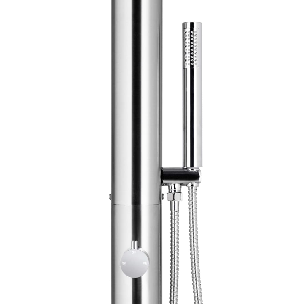 Doccia da Giardino con Base Grigia 230 cm in Acciaio Inox | homemem39