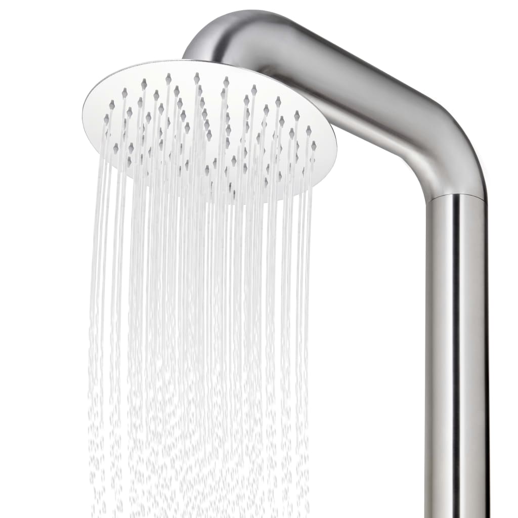 Doccia da Giardino con Base Grigia 230 cm in Acciaio Inox | homemem39