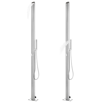 Doccia da Giardino con Base Grigia 225 cm in Acciaio Inox | homemem39