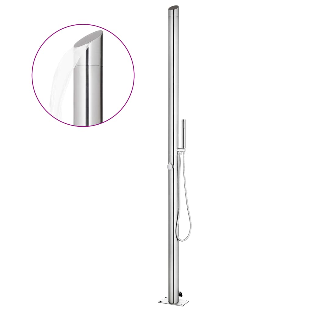 Doccia da Giardino con Base Grigia 225 cm in Acciaio Inox | homemem39