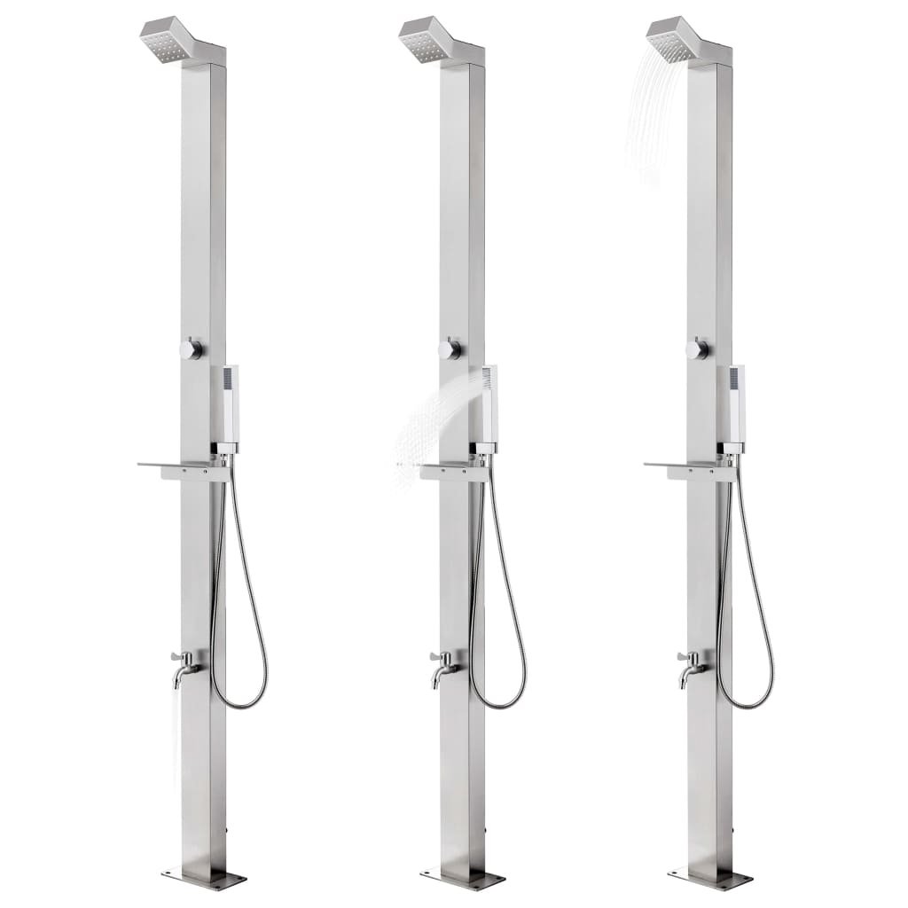 Doccia da Giardino con Base Marrone 225 cm in Acciaio Inox | homemem39