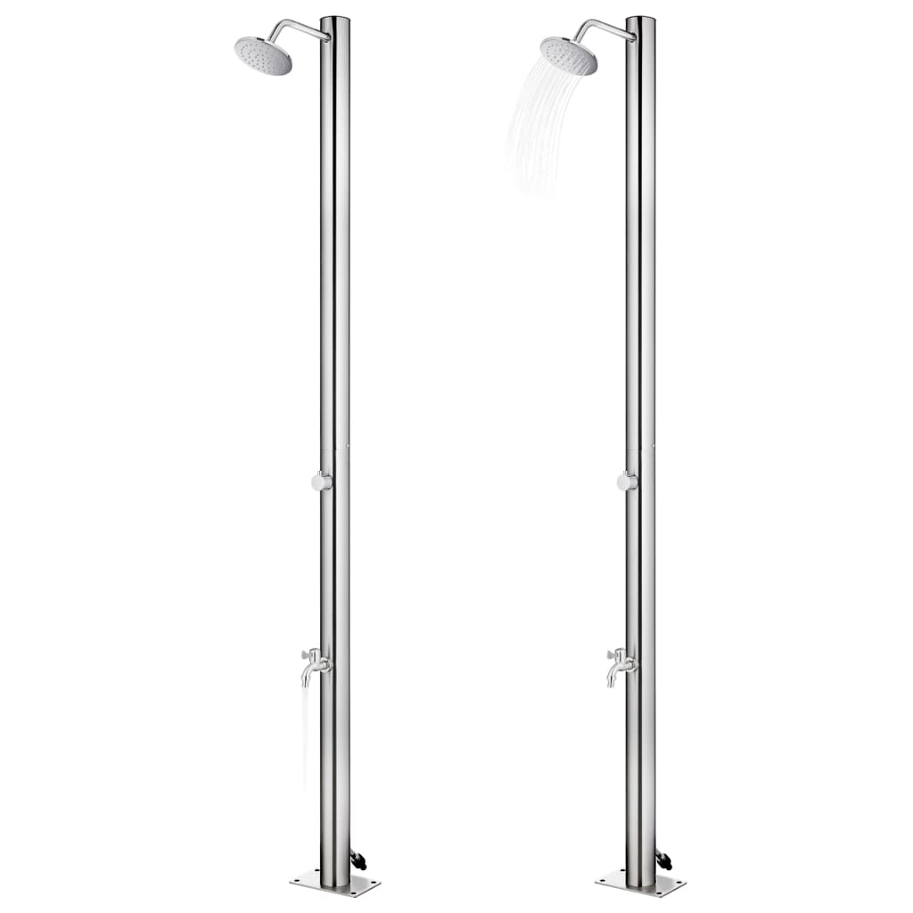 Doccia da Giardino con Base Marrone 220 cm in Acciaio Inox | homemem39