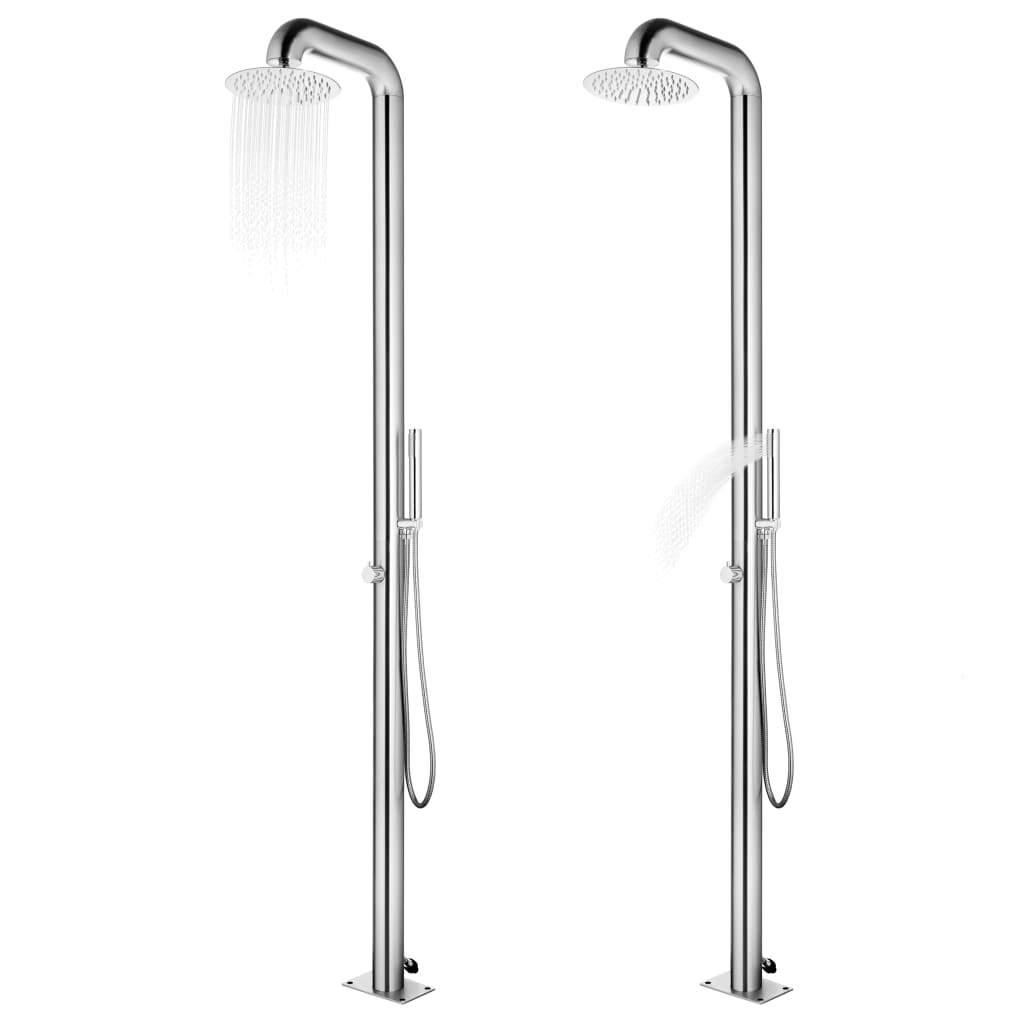 Doccia da Giardino con Base Marrone 230 cm in Acciaio Inox | homemem39