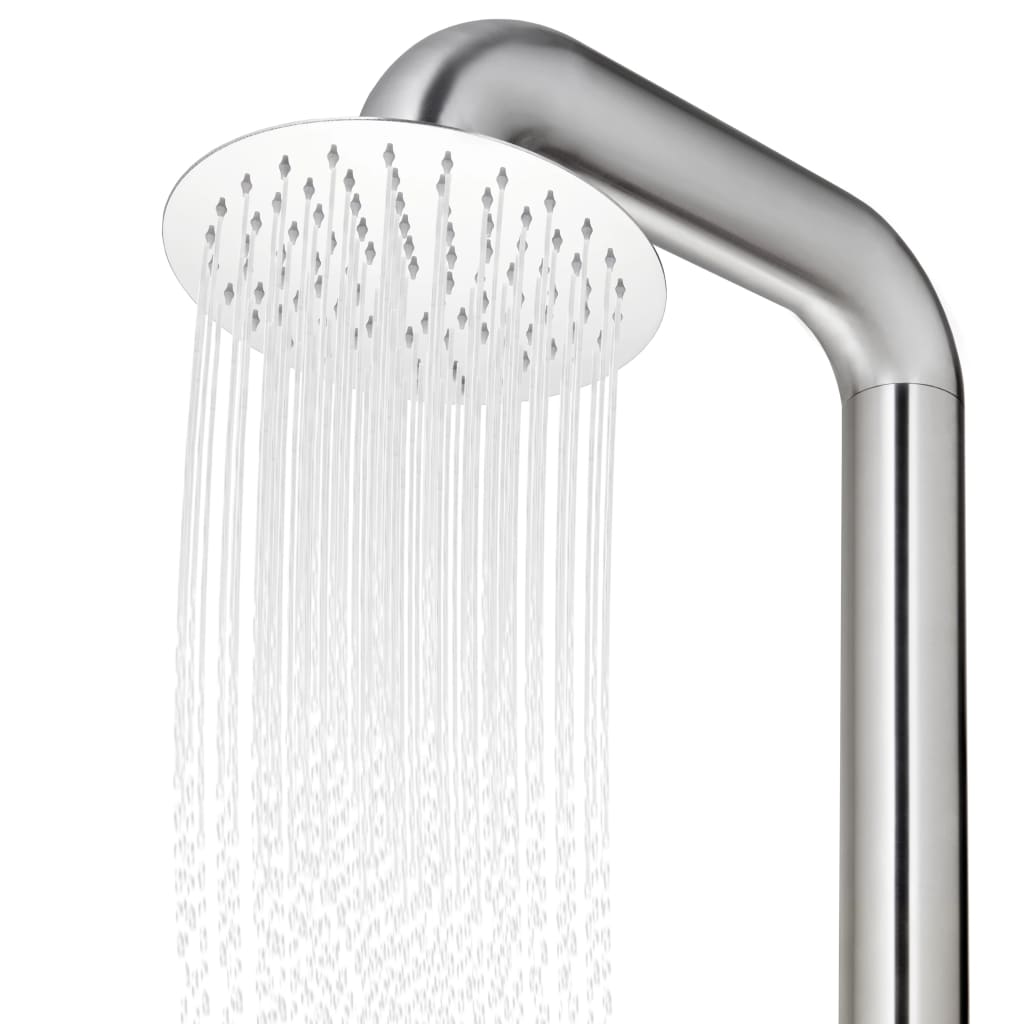 Doccia da Giardino con Base Marrone 230 cm in Acciaio Inox | homemem39
