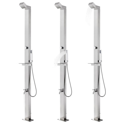 Doccia da Giardino con Base Grigia 225 cm in Acciaio Inox | homemem39