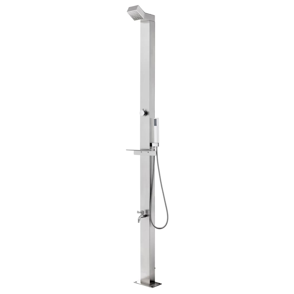 Doccia da Giardino con Base Grigia 225 cm in Acciaio Inox | homemem39
