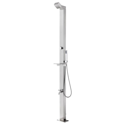 Doccia da Giardino con Base Grigia 225 cm in Acciaio Inox | homemem39