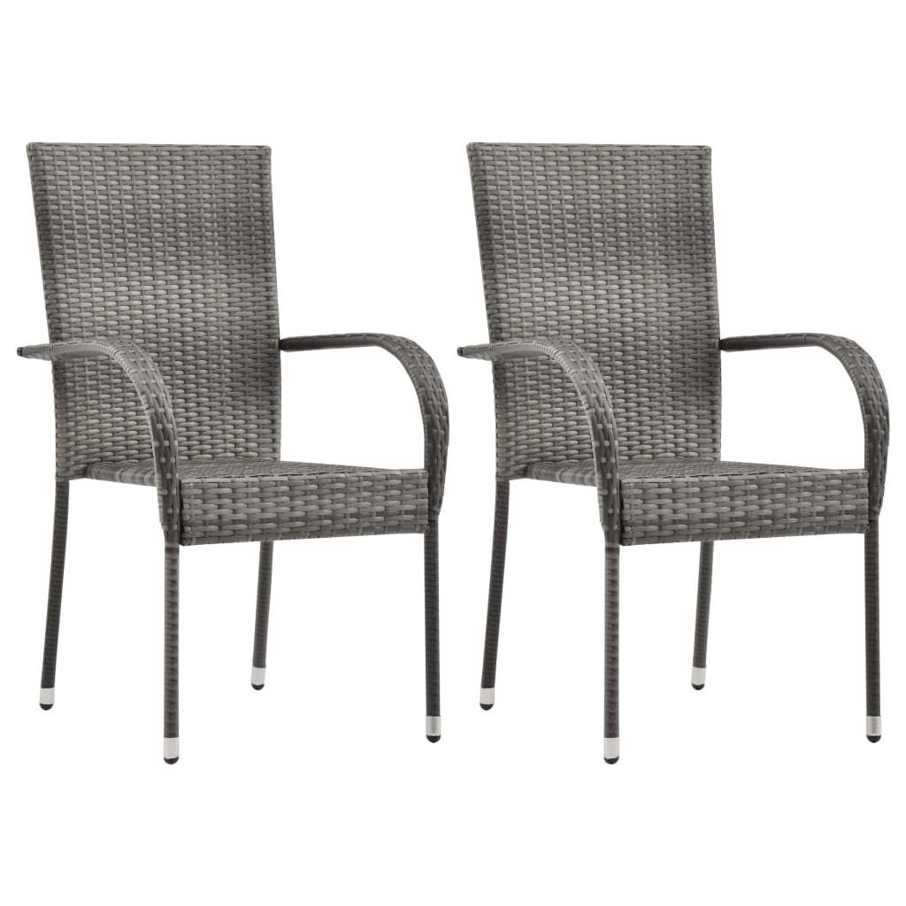 Set Mobili da Pranzo per Giardino 3 pz Polyrattan Grigio - homemem39