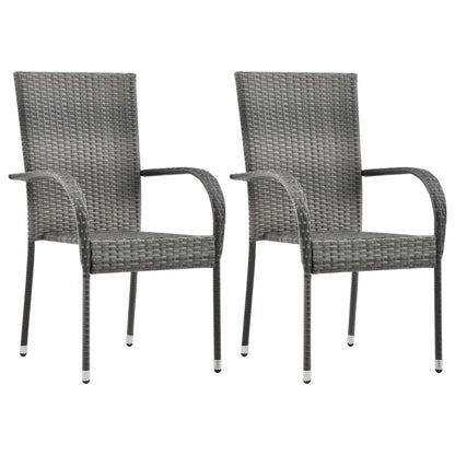 Set Mobili da Pranzo per Giardino 3 pz Polyrattan Grigio - homemem39