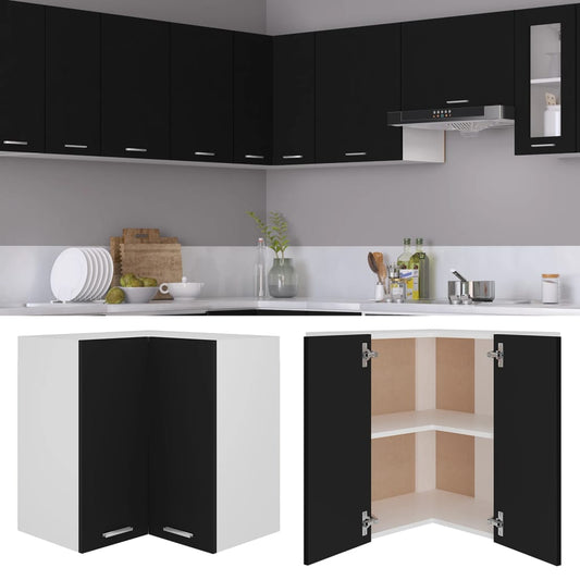 Pensile Angolare “Lyon” Nero 57x57x60 cm in Legno Multistrato - homemem39