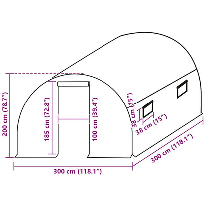 Telo di Ricambio per Serra (9 m²) 300x300x200 cm Verde - homemem39