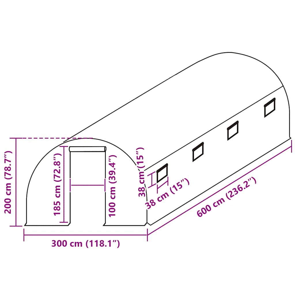 Telo di Ricambio per Serra (18 m²) 300x600x200 cm Verde - homemem39