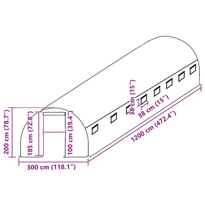 Telo di Ricambio per Serra (36 m²) 300x1200x200 cm Verde - homemem39