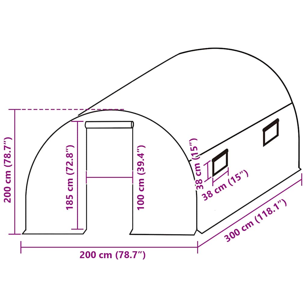 Telo di Ricambio per Serra (6 m²) 200x300x200 cm Verde | homemem39