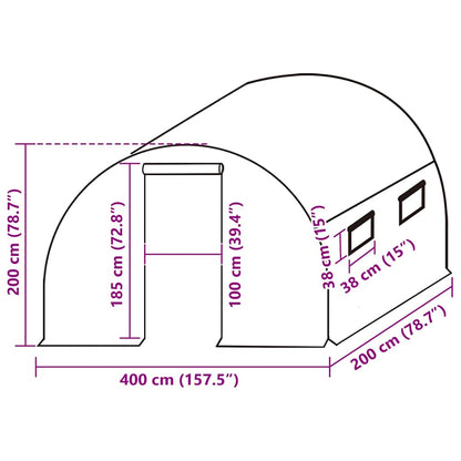 Telo di Ricambio per Serra (8 m²) 400x200x200 cm Verde