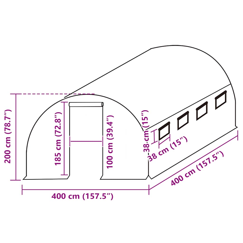 Telo di Ricambio per Serra (16 m²) 400x400x200 cm Verde | homemem39
