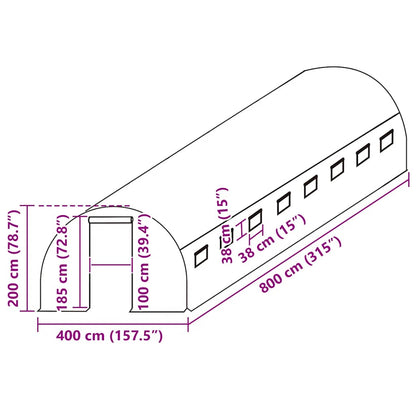 Telo di Ricambio per Serra (32 m²) 400x800x200 cm Verde - homemem39