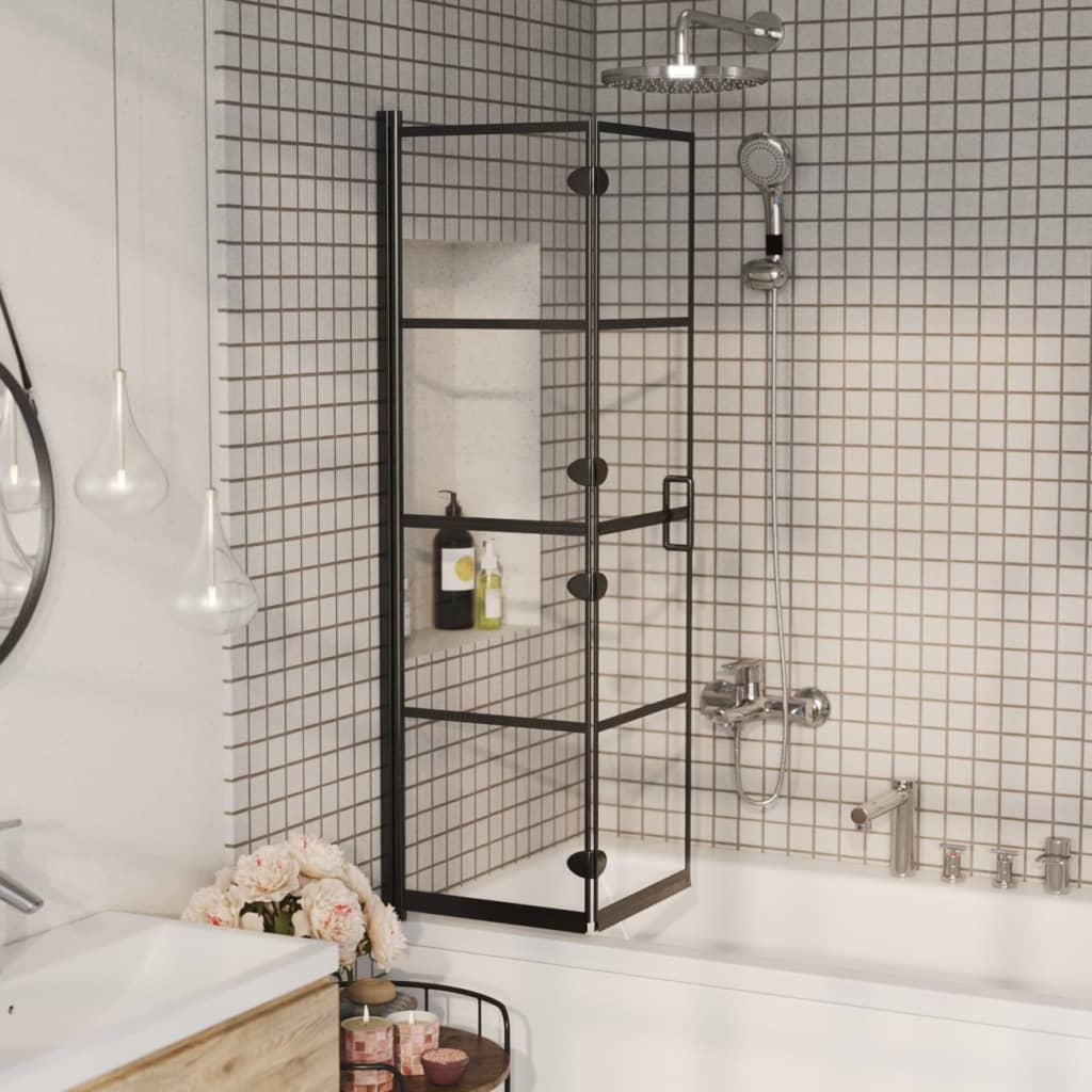 Pannello Doccia Pieghevole in ESG 80x140 cm Nero - homemem39