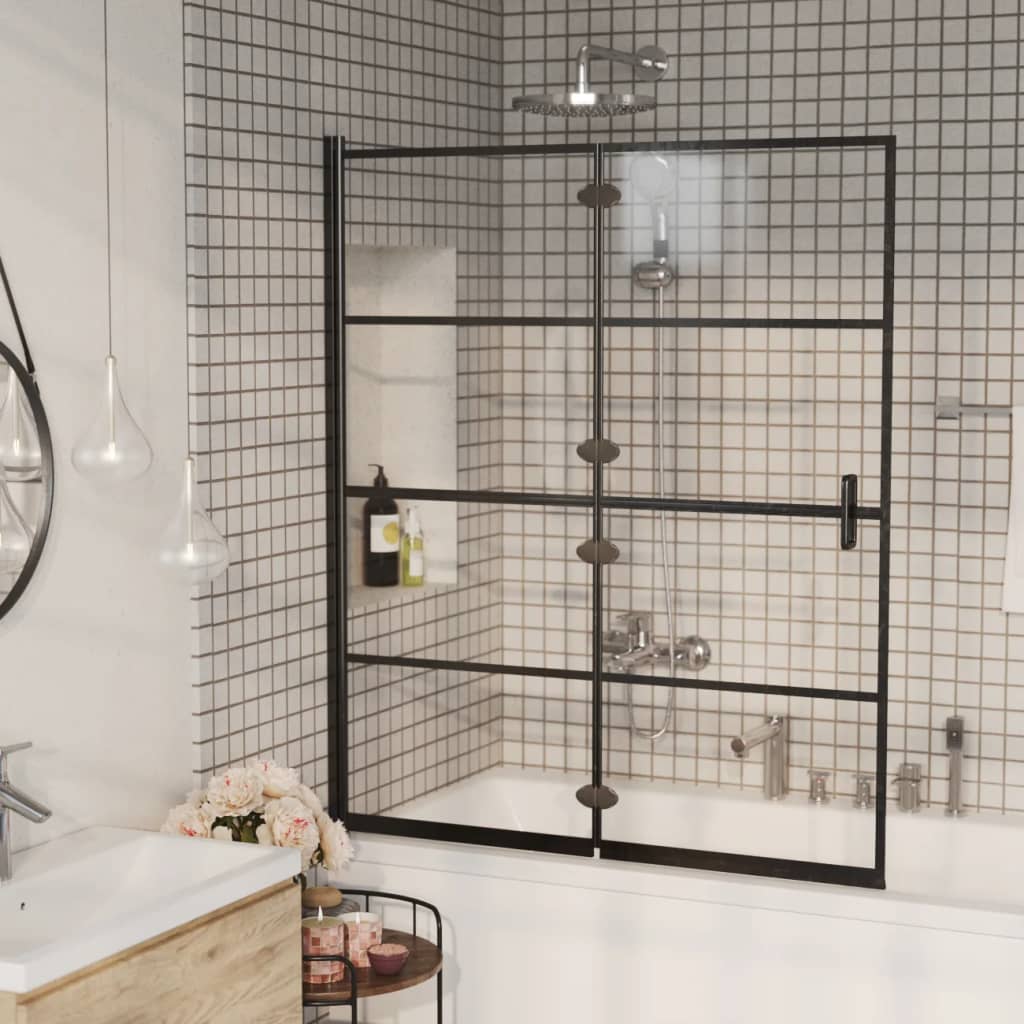 Pannello Doccia Pieghevole in ESG 120x140 cm Nero | homemem39