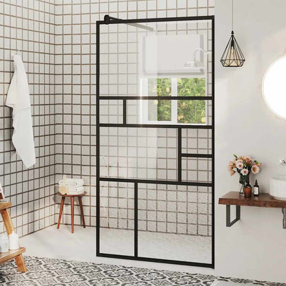 Parete Doccia Walk-in in Vetro Trasparente ESG Nera 80x195 cm | homemem39