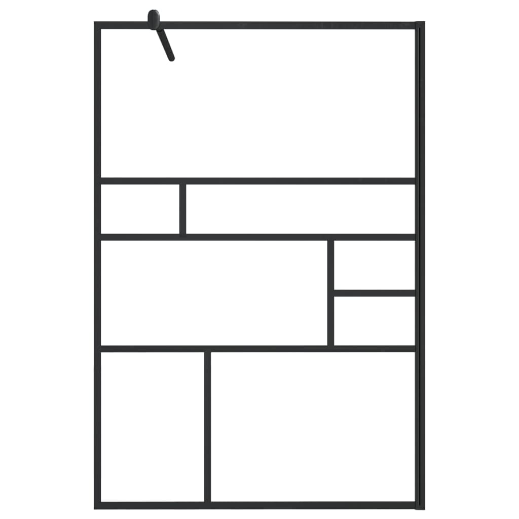 Parete Doccia Walk-in in Vetro Trasparente ESG Nera 115x195 cm