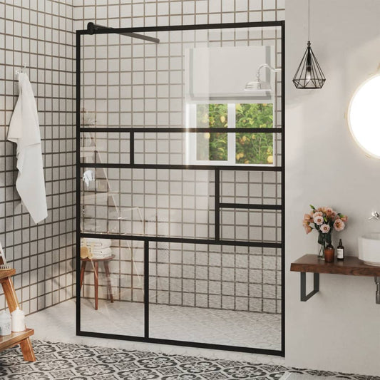 Parete Doccia Walk-in in Vetro Trasparente ESG Nera 115x195 cm - homemem39