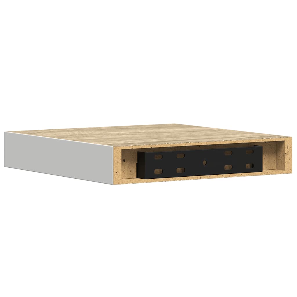 Scaffale a Parete Rovere e Bianco 23x23,5x3,8 cm in MDF | homemem39