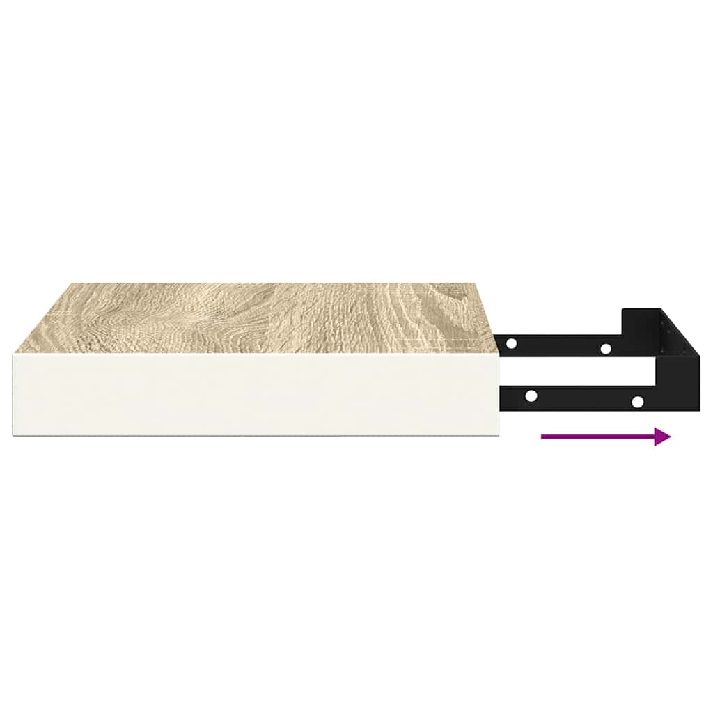 Scaffale a Parete Rovere e Bianco 23x23,5x3,8 cm in MDF | homemem39