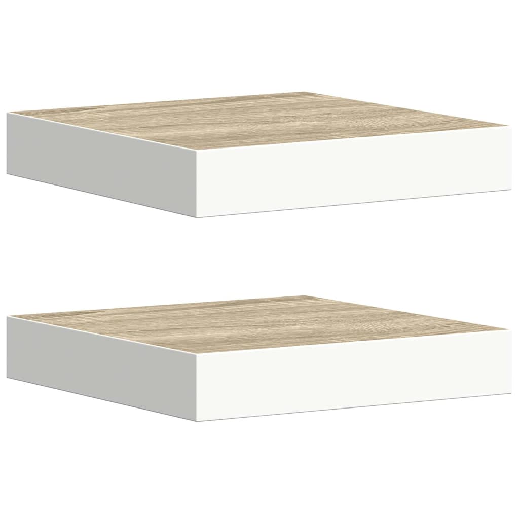 Scaffali a Parete 2 pz Rovere e Bianco 23x23,5x3,8 cm in MDF | homemem39