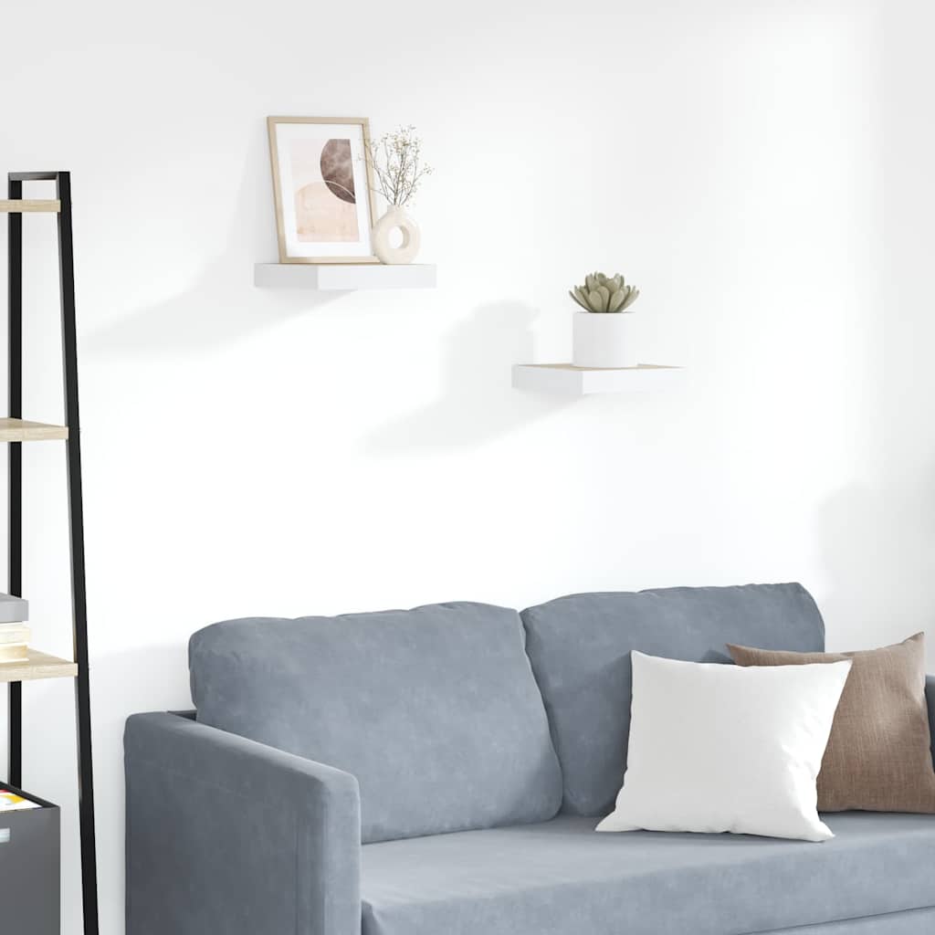 Scaffali a Parete 2 pz Rovere e Bianco 23x23,5x3,8 cm in MDF | homemem39