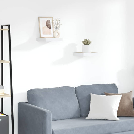 Scaffali a Parete 2 pz Rovere e Bianco 23x23,5x3,8 cm in MDF | homemem39