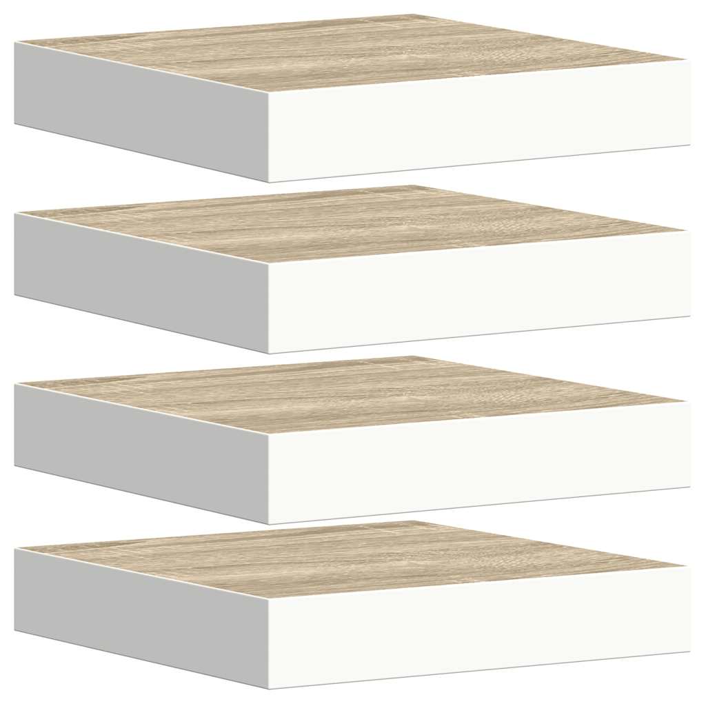 Scaffali a Parete 4 pz Rovere e Bianco 23x23,5x3,8 cm in MDF | homemem39