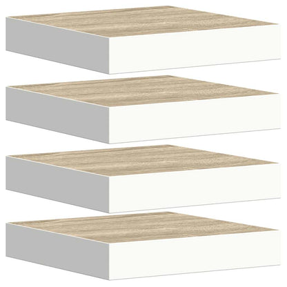 Scaffali a Parete 4 pz Rovere e Bianco 23x23,5x3,8 cm in MDF | homemem39