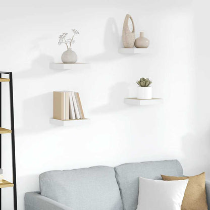 Scaffali a Parete 4 pz Rovere e Bianco 23x23,5x3,8 cm in MDF | homemem39