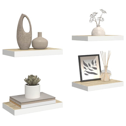 Scaffali a Parete 4 pz Rovere e Bianco 40x23,5x3,8 cm in MDF | homemem39