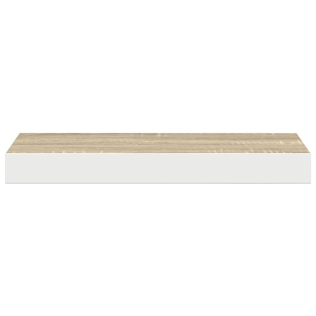Scaffale a Parete Rovere e Bianco 50x23,5x3,8 cm in MDF | homemem39