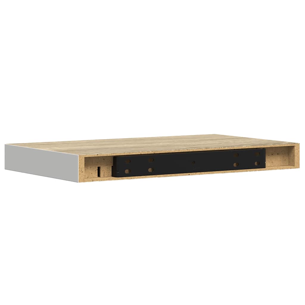Scaffali a Parete 2 pz Rovere e Bianco 50x23x3,8 cm in MDF | homemem39