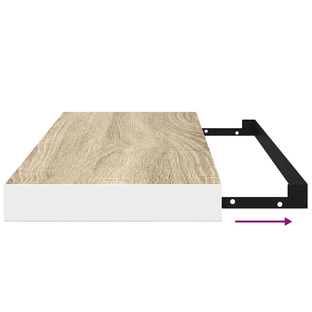 Scaffale a Parete Rovere e Bianco 60x23,5x3,8 cm in MDF | homemem39