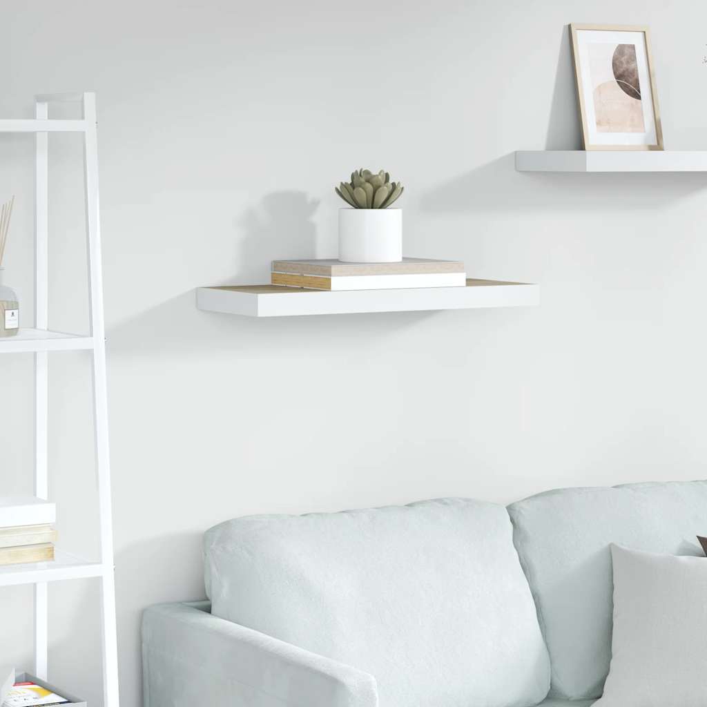 Scaffale a Parete Rovere e Bianco 60x23,5x3,8 cm in MDF | homemem39