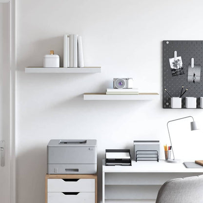 Scaffali a Parete 2 pz Rovere e Bianco 60x23,5x3,8 cm in MDF | homemem39