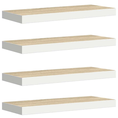 Scaffali a Parete 4 pz Rovere e Bianco 60x23,5x3,8 cm in MDF | homemem39