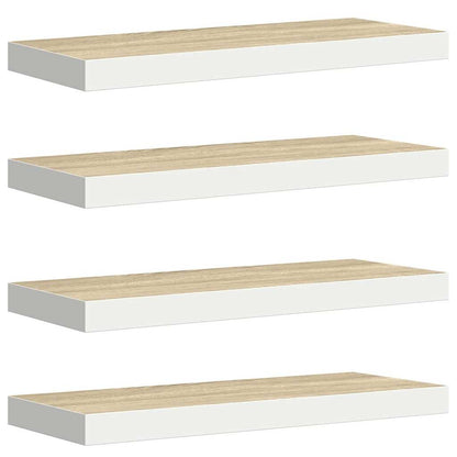 Scaffali a Parete 4 pz Rovere e Bianco 60x23,5x3,8 cm in MDF
