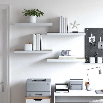 Scaffali a Parete 4 pz Rovere e Bianco 60x23,5x3,8 cm in MDF | homemem39