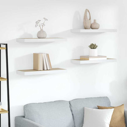 Scaffali a Parete 4 pz Rovere e Bianco 60x23,5x3,8 cm in MDF | homemem39
