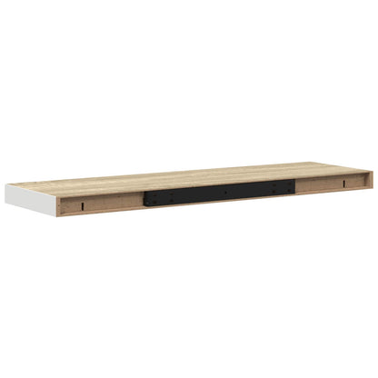 Scaffale a Parete Rovere e Bianco 80x23,5x3,8 cm in MDF