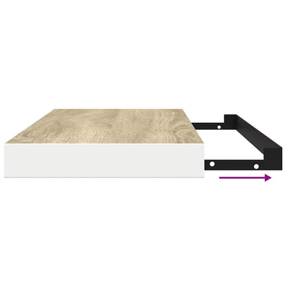 Scaffali a Parete 2 pz Rovere e Bianco 80x23,5x3,8 cm in MDF | homemem39