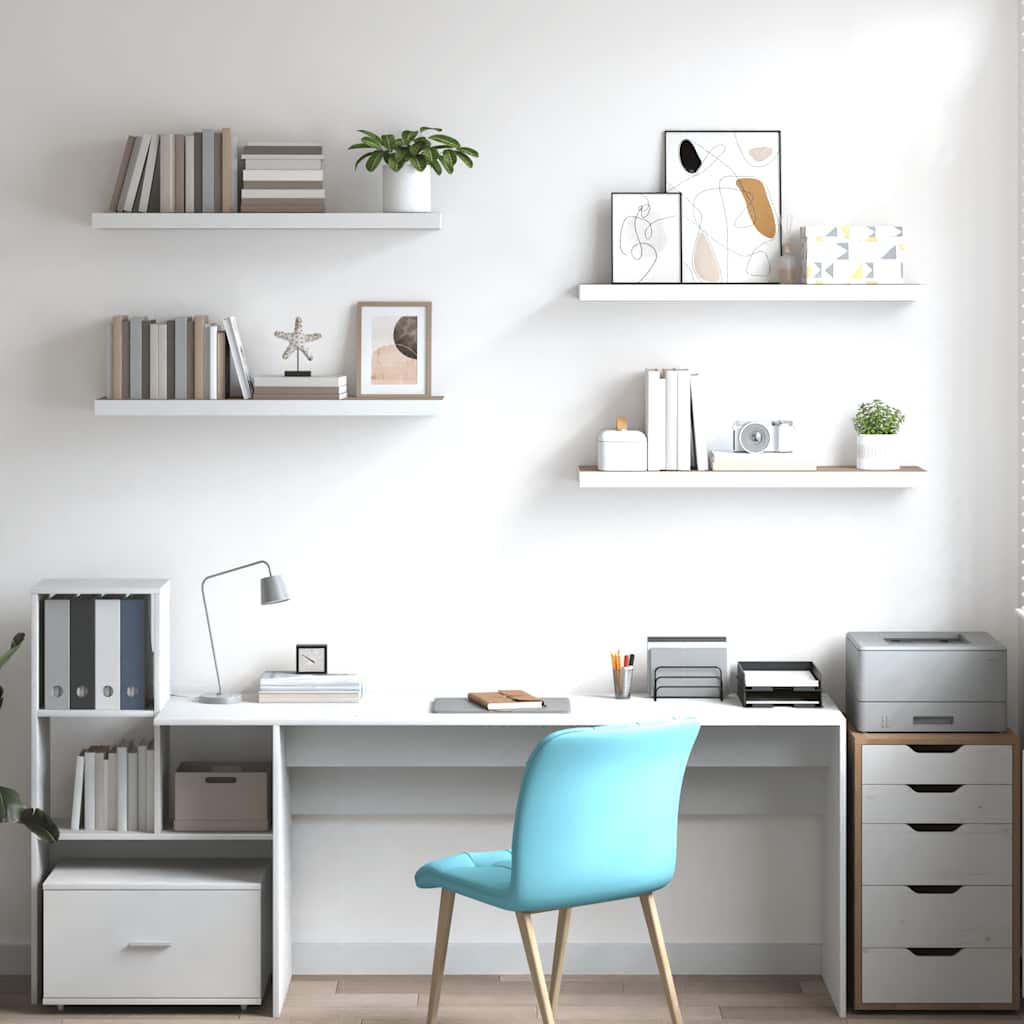 Scaffali a Parete 4 pz Rovere e Bianco 80x23,5x3,8 cm in MDF | homemem39